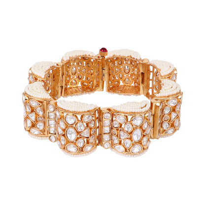 👑 Queenura™ Heavy Kundan Beaded Chain Bracelet