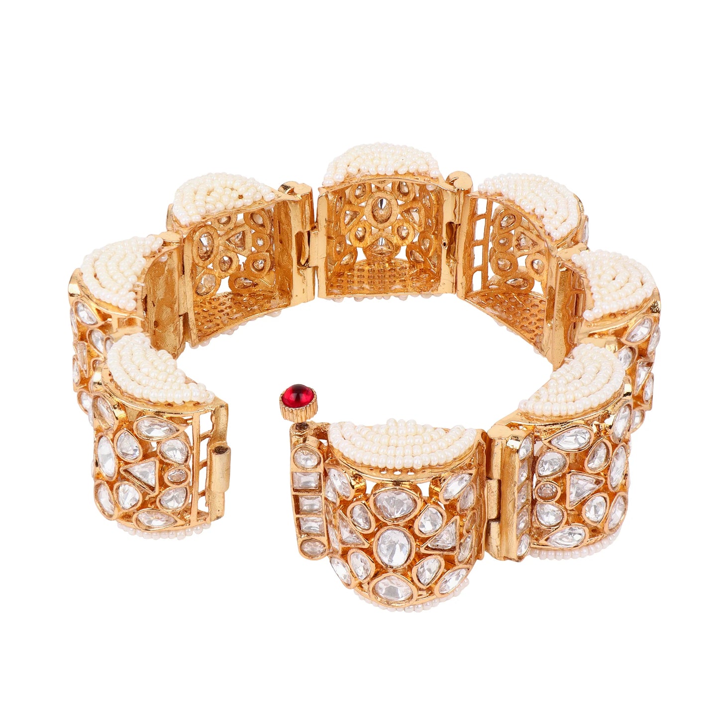 👑 Queenura™ Heavy Kundan Beaded Chain Bracelet