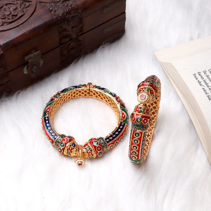 👑 Queenura™ Dailywear Meenakari Peacock Rajwaada Bracelet