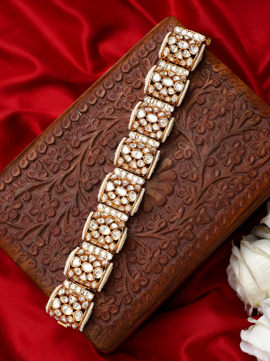 👑 Queenura™ Heavy Kundan Beaded Chain Bracelet