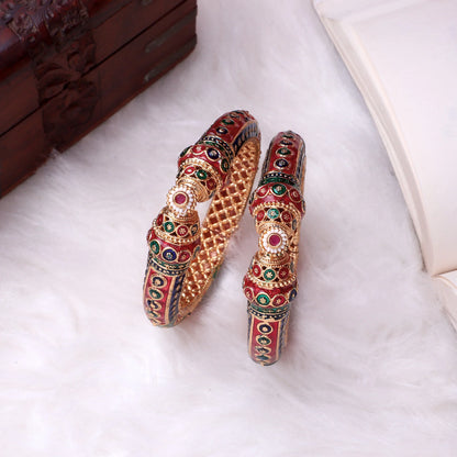 👑 Queenura™ Dailywear Meenakari Peacock Rajwaada Bracelet