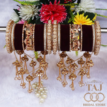 👑 Queenura Royal Doli Elephant Bridal Bangle Set 👑