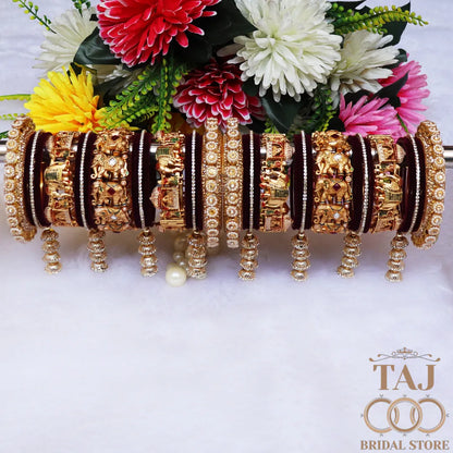 👑 Queenura Royal Elephant Bridal Bangle Set 👑