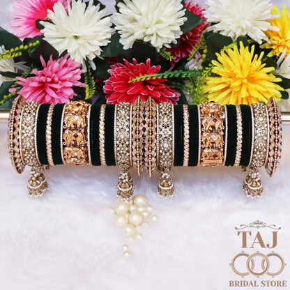👑 Queenura Royal Elephant Rajwadi Bridal Bangle Set 👑