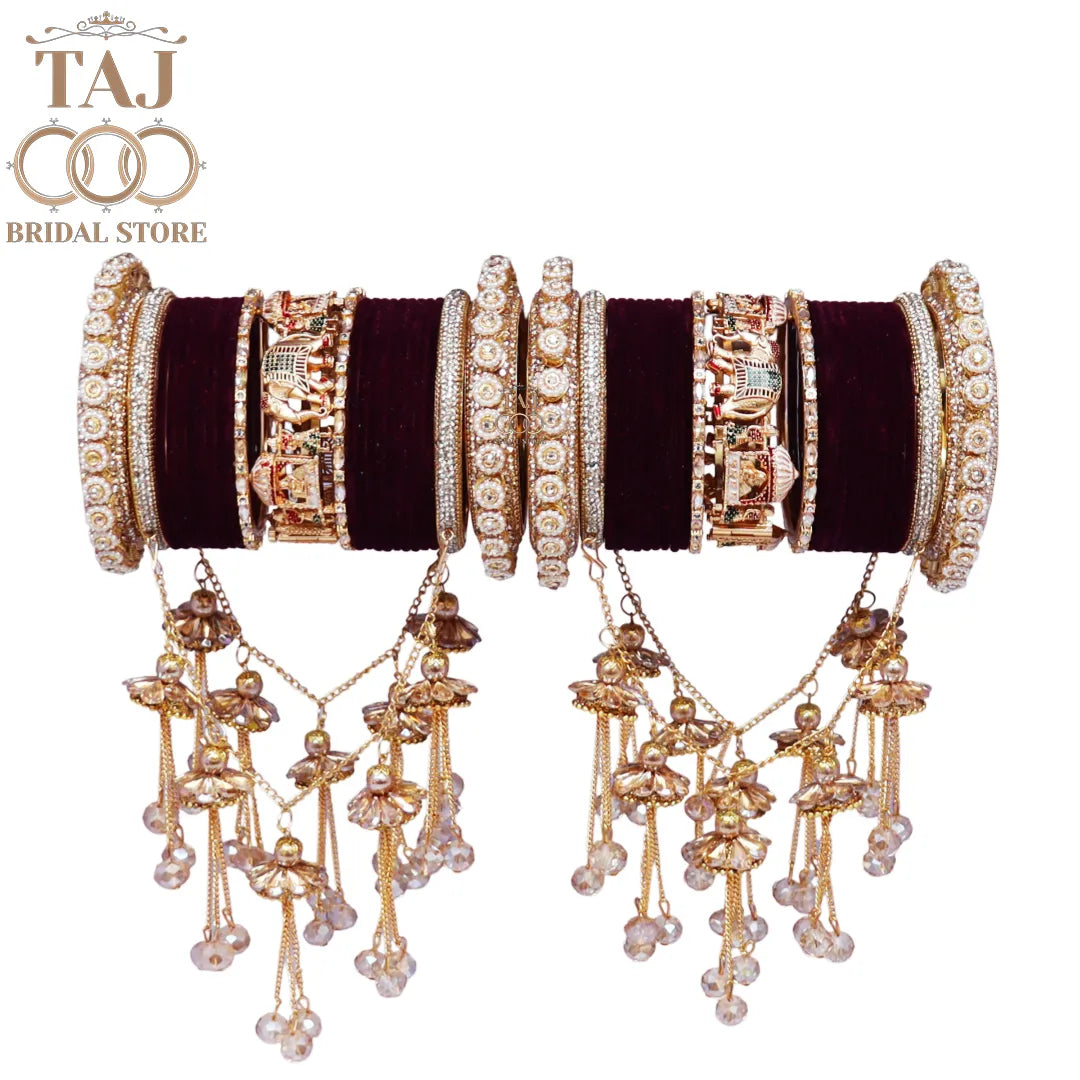 👑 Queenura Royal Doli Elephant Bridal Bangle Set 👑