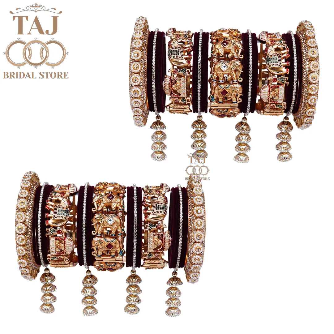 👑 Queenura Royal Elephant Bridal Bangle Set 👑