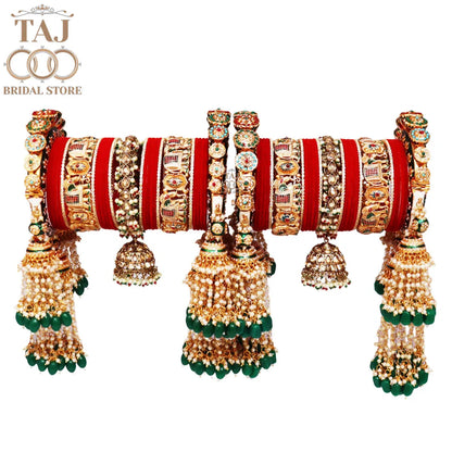 👑 Queenura Royal Elephant Bridal Bangle Set 👑