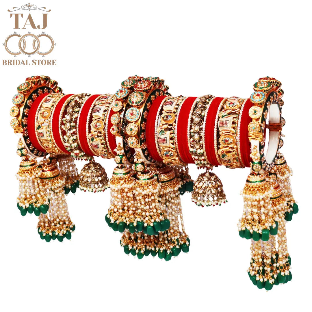 👑 Queenura Royal Elephant Bridal Bangle Set 👑