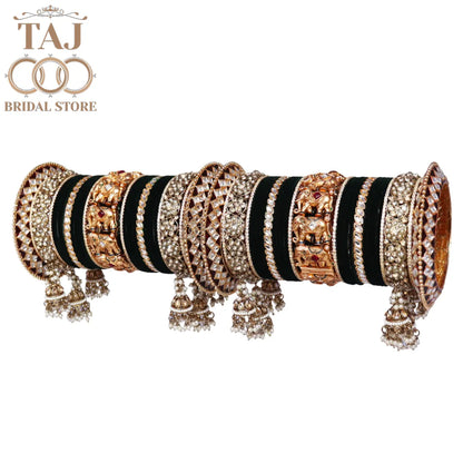 👑 Queenura Royal Elephant Rajwadi Bridal Bangle Set 👑