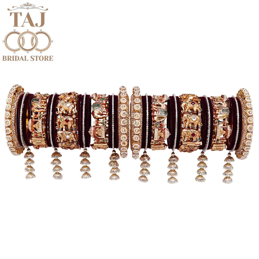 👑 Queenura Royal Elephant Bridal Bangle Set 👑