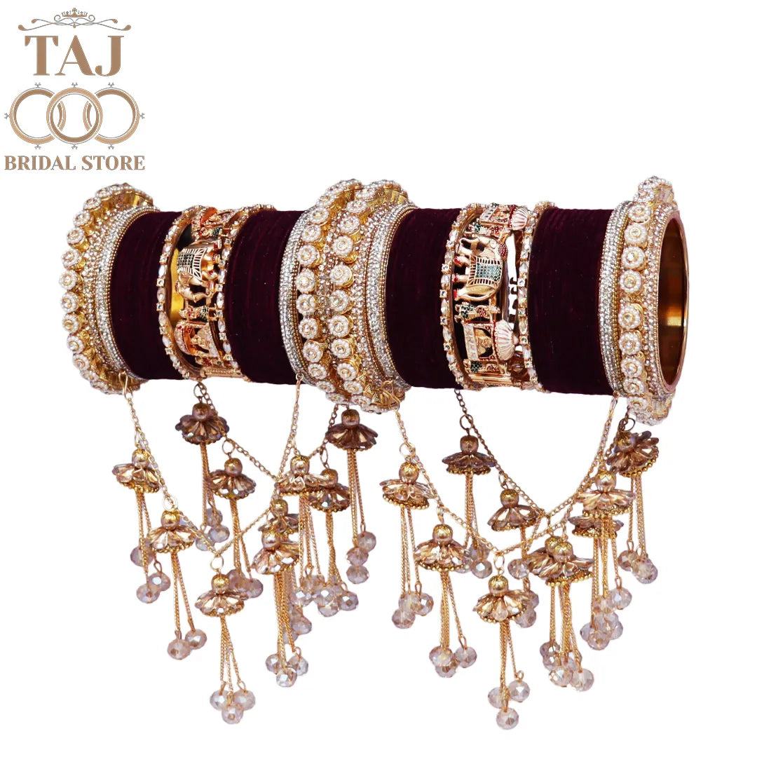 👑 Queenura Royal Doli Elephant Bridal Bangle Set 👑